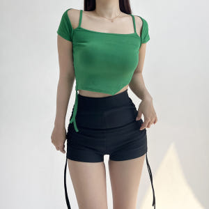 시브 워터밤 페스티벌 오프숄더 언발 셔링 반팔 크롭티셔츠 4color 착용 후기 | 사이즈/핏 총정리 - 상품 이미지 1