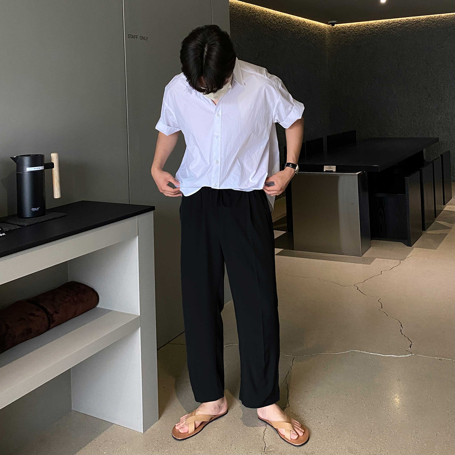 1+1 냉장고바지 남자와이드팬츠 남자통바지 벌룬팬츠 - 상세 이미지 2