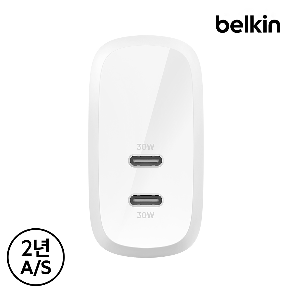 벨킨 60W 듀얼 C타입 PD 3.1 PPS 고속 충전기 WCB010kr 아이폰17 갤럭시 S26 아이패드 프로 M5 갤럭시탭 호환 이미지 3