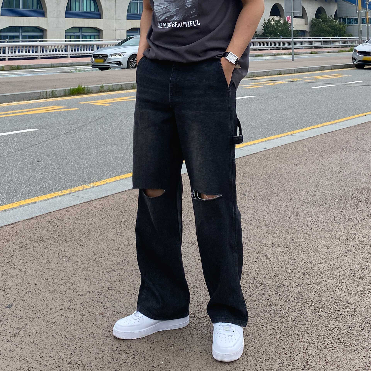 남자찢청 남자연청바지 흑청바지 이미지 3