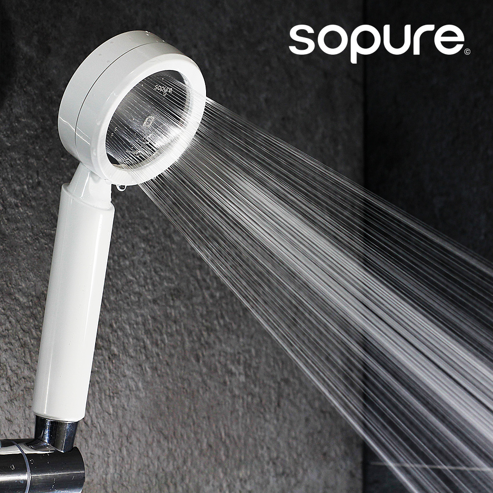 소퓨어 샤워기 헤드 스트롱8 화이트 미세물줄기 수압상승 국산 STRONG8 WG