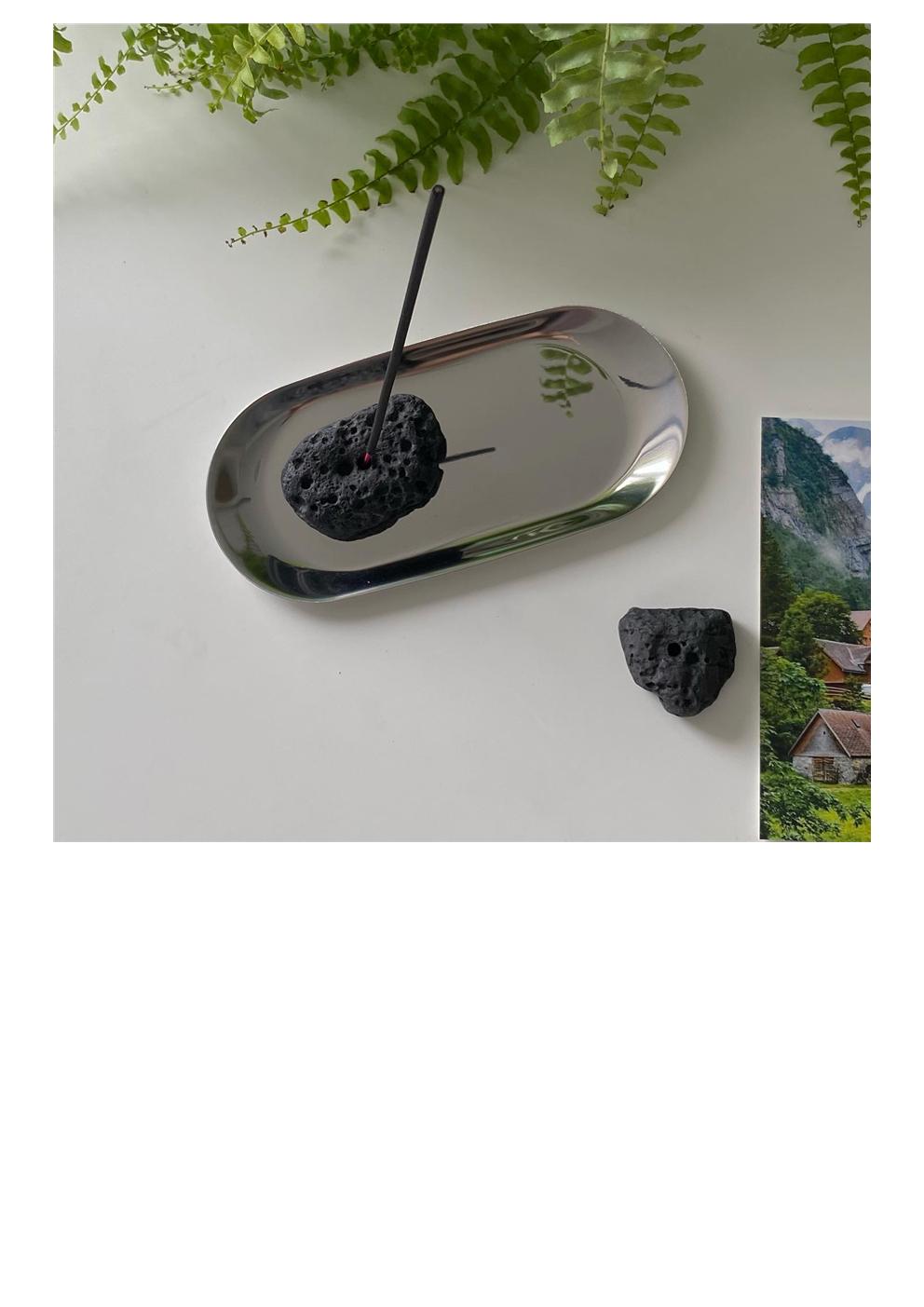 인센스 스틱 콘 홀더 현무암 실버트레이