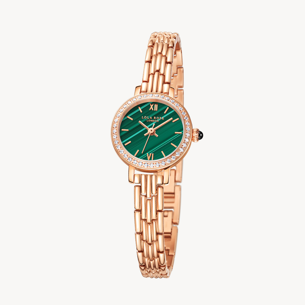 롤라로즈 Golden Halo 말라카이트 큐빅 로즈골드 여성시계 LR4171