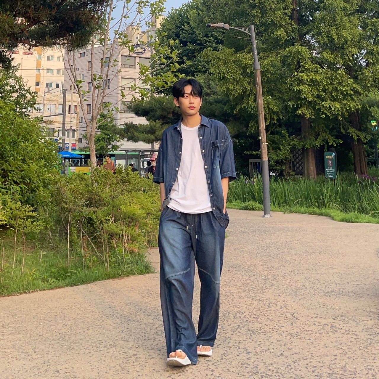 남자 데님셋업 남자청남방 흑청셔츠 반팔셔츠 이미지 4