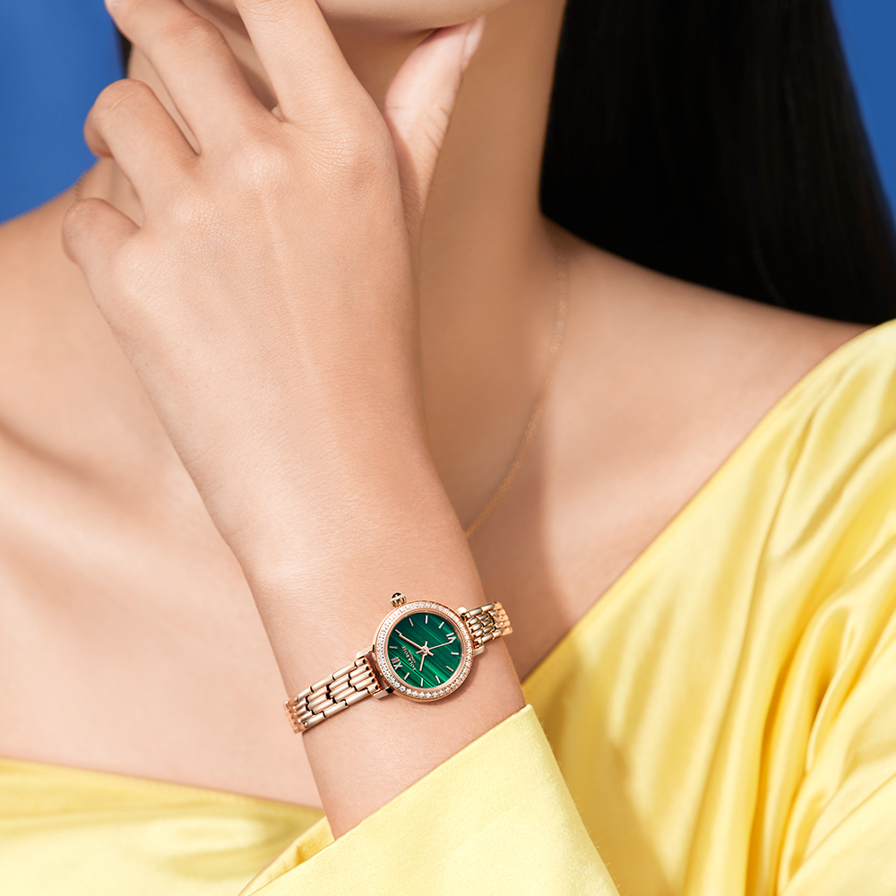 롤라로즈 Golden Halo 말라카이트 큐빅 로즈골드 여성시계 LR4171