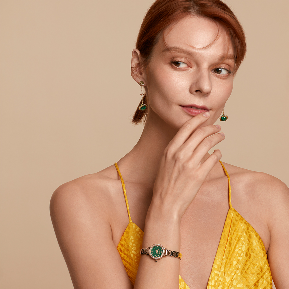 롤라로즈 Golden Halo 말라카이트 큐빅 로즈골드 여성시계 LR4171