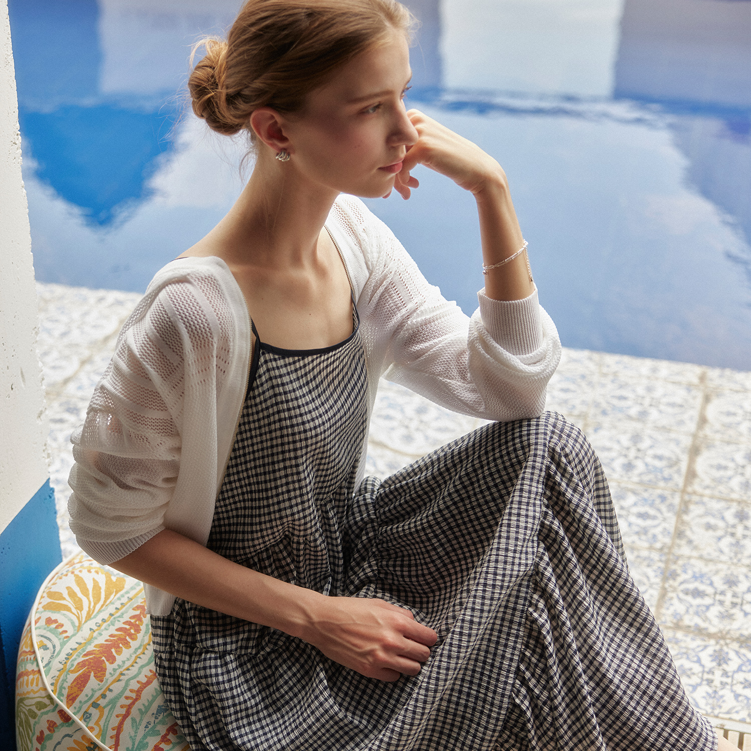 [제로스트릿] 언발란스 체크 원피스 UNBALANCE CHECK ONEPIECE / NAVY 이미지 2