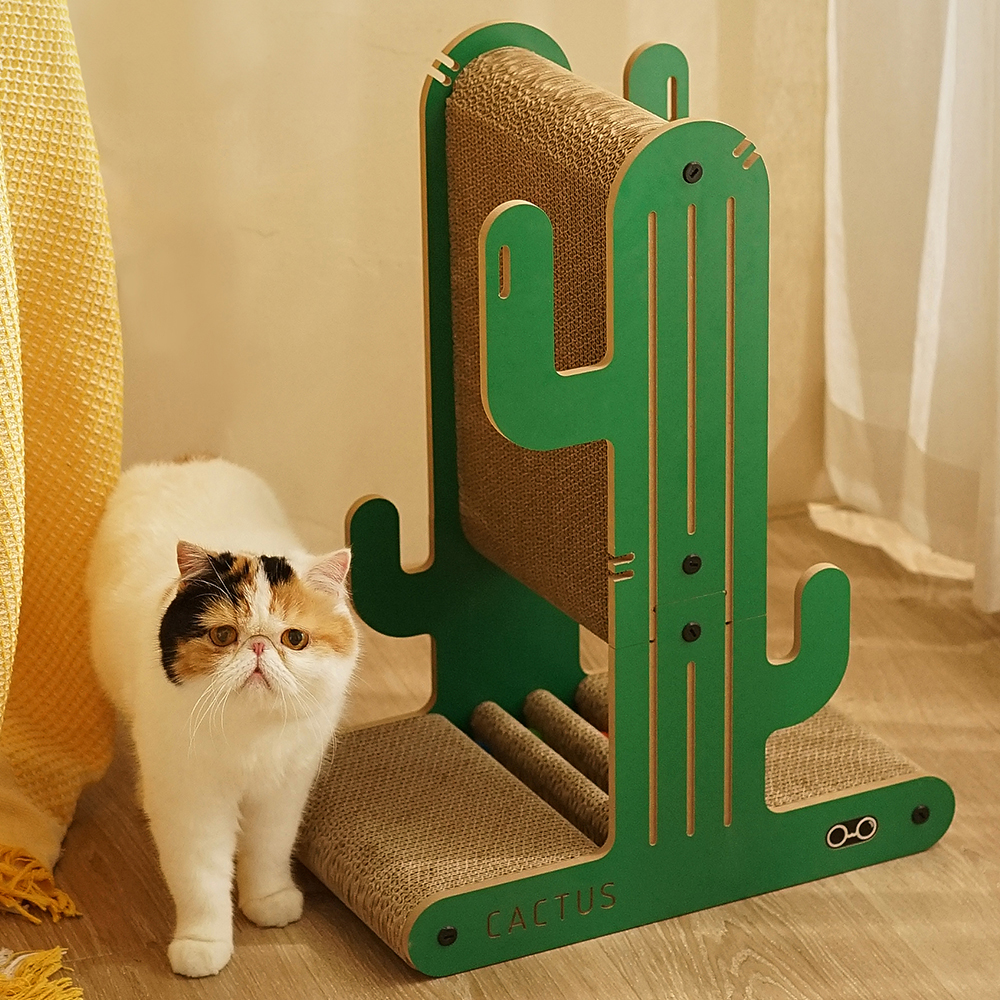 [디클펫] 고양이 스크래쳐 수직 캣타워 원목 장난감 공 선인장 베이직
