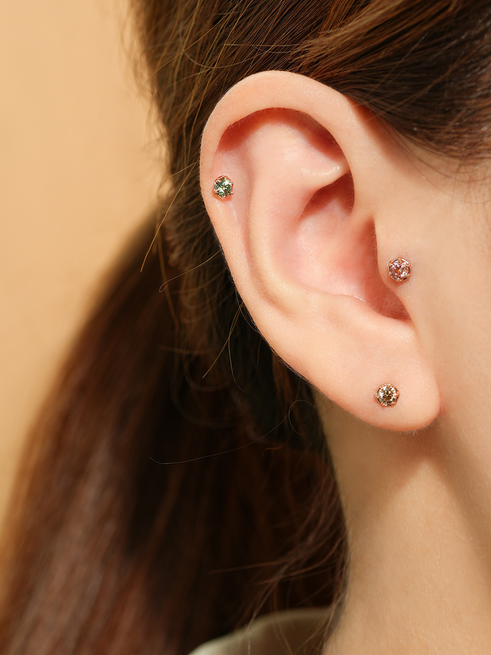 [0.8mm]14K 인터널 모이사나이트 다이아 임페리얼 라블렛 피어싱 - 상세 이미지 4