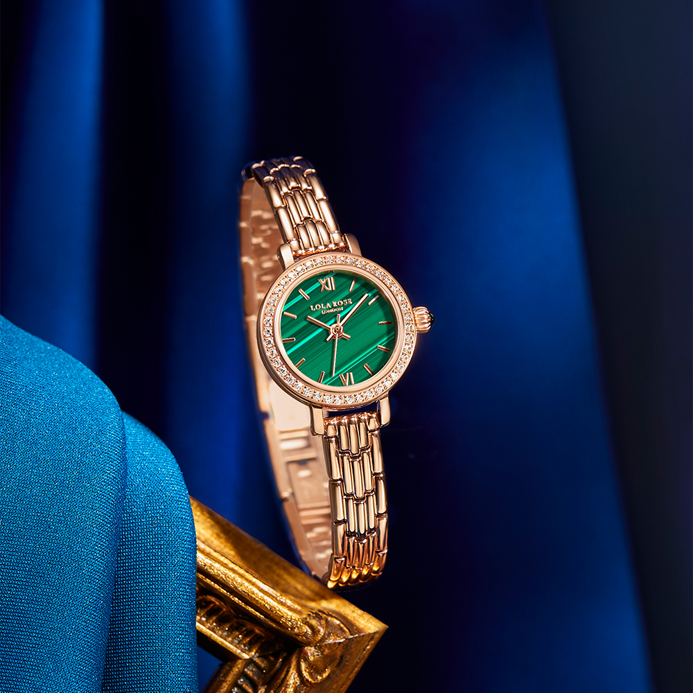 롤라로즈 Golden Halo 말라카이트 큐빅 로즈골드 여성시계 LR4171