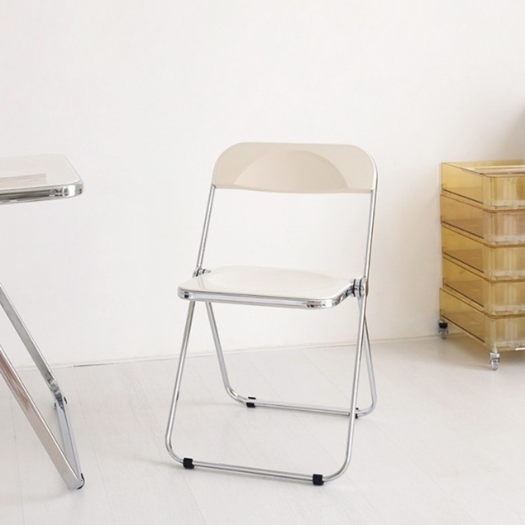 두게드 테이블 라운드 16080 화이트 + 빙그리 투명접이식의자 4인 세트