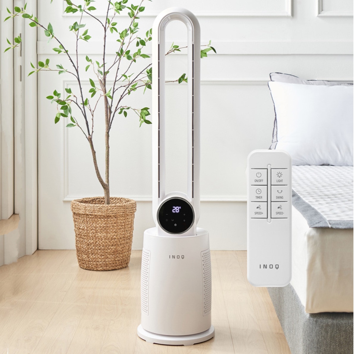 bldc 무드등 리모컨 타워팬 선풍기 타원형 선풍기 세로 선풍기 - 메인 이미지