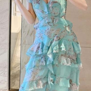 여자여자몰 플라워나염 실켓쉬폰 프릴 나시롱원피스 여름 바캉스원피스 휴양지... 착용 후기 | 사이즈/핏 총정리 - 상품 이미지 3