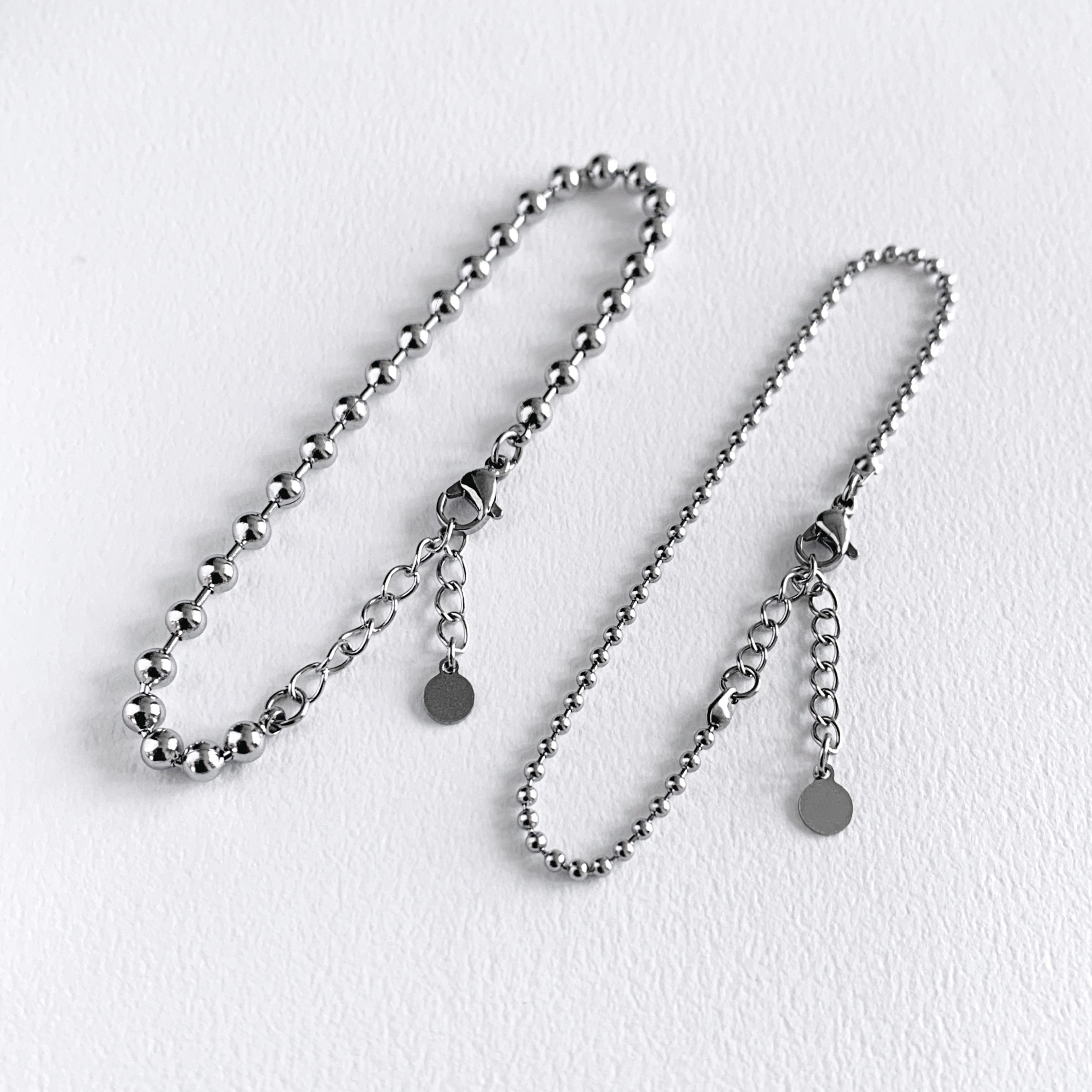 남자팔찌 써지컬스틸 구슬 체인 2mm/4mm 팔찌 이미지 8