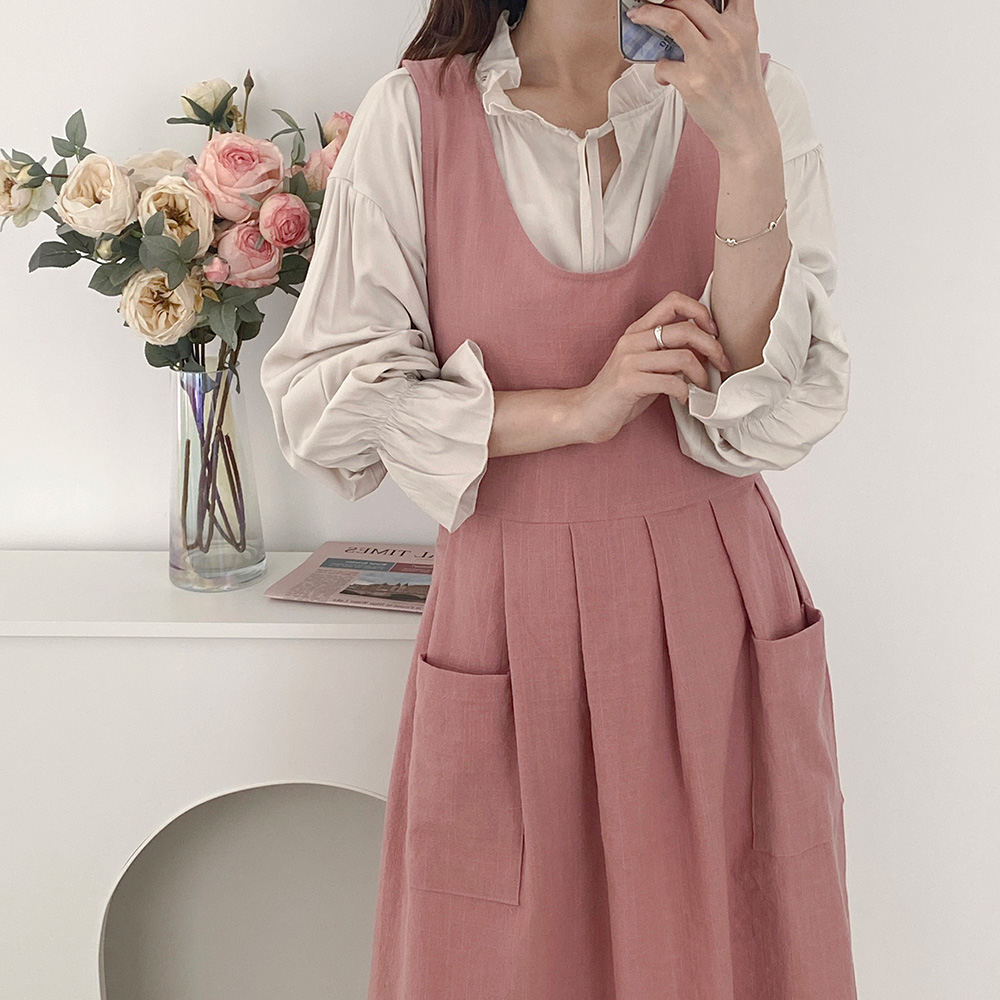 한스데이 10수 장금이 자체제작 에이프런 플로리스트 카페 원피스 어린이집 자수 앞치마