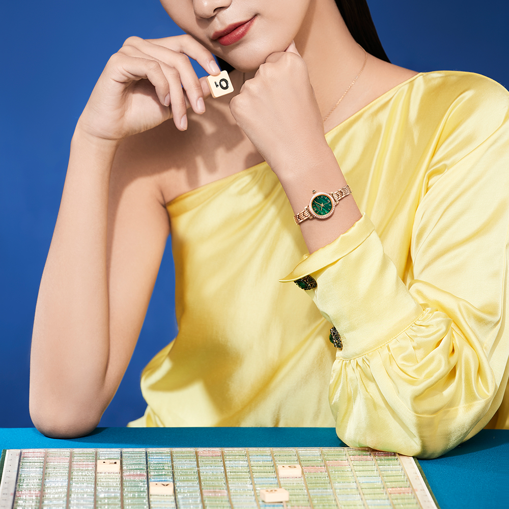 롤라로즈 Golden Halo 말라카이트 큐빅 로즈골드 여성시계 LR4171