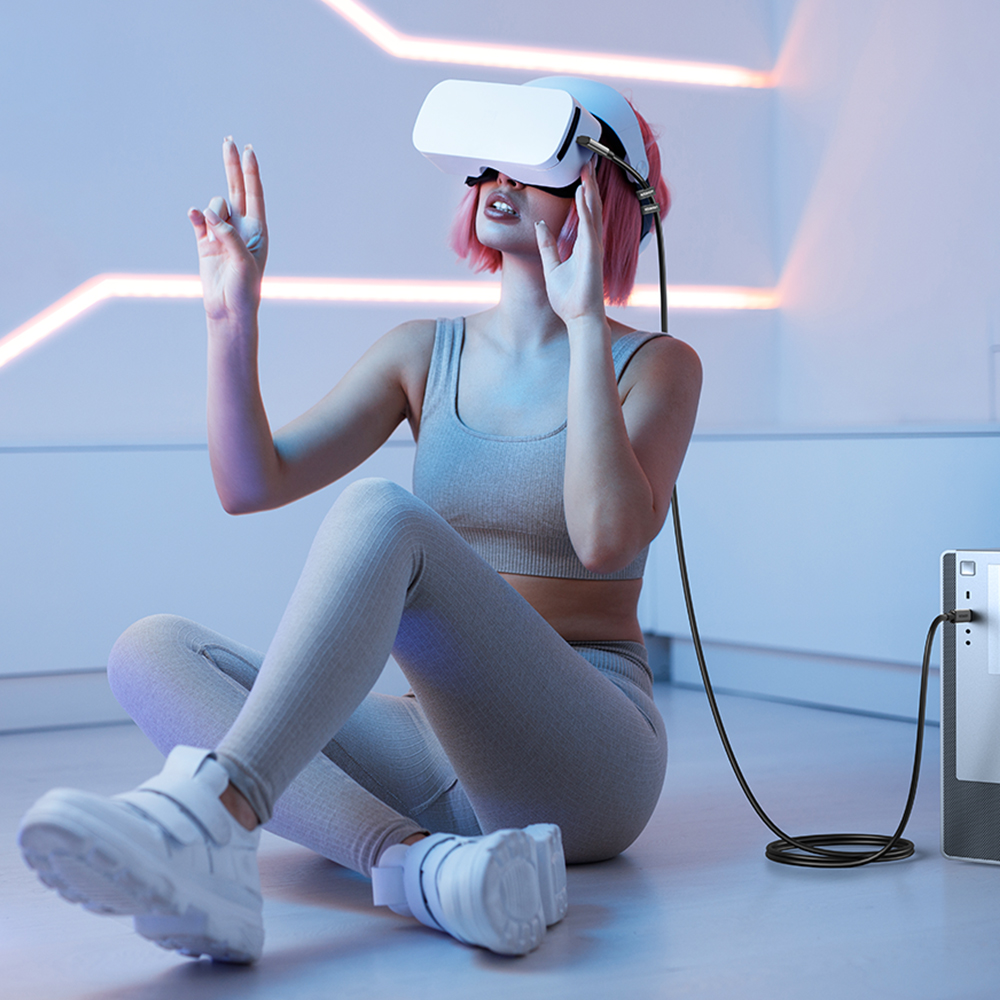 유그린 USB3.2 Gen1 5Gbps VR 헤드셋 90도 C to C타입 케이블 US551 - 상세 이미지 2