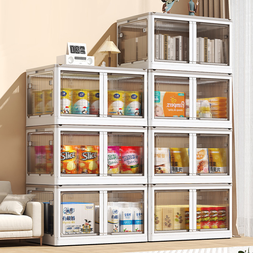 폴딩 리빙박스 플라스틱 접이식 투명 대형 옷정리함