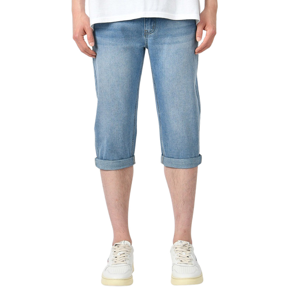 남자 여름 7부바지 청바지 허리스판 중청 워싱 데님 836