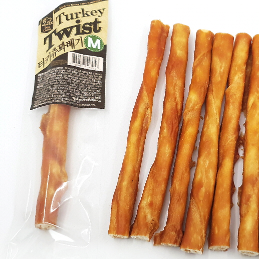 진돗개간식 오래씹는개껌 터키츄꽈배기 M 10+1p