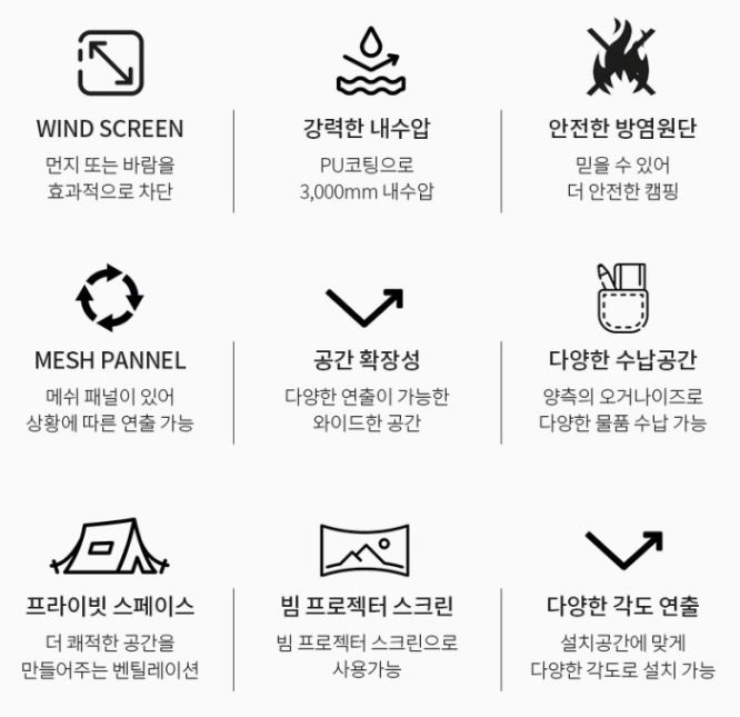 폴라리스 타프 사이드 월 윈드 스크린 캠핑