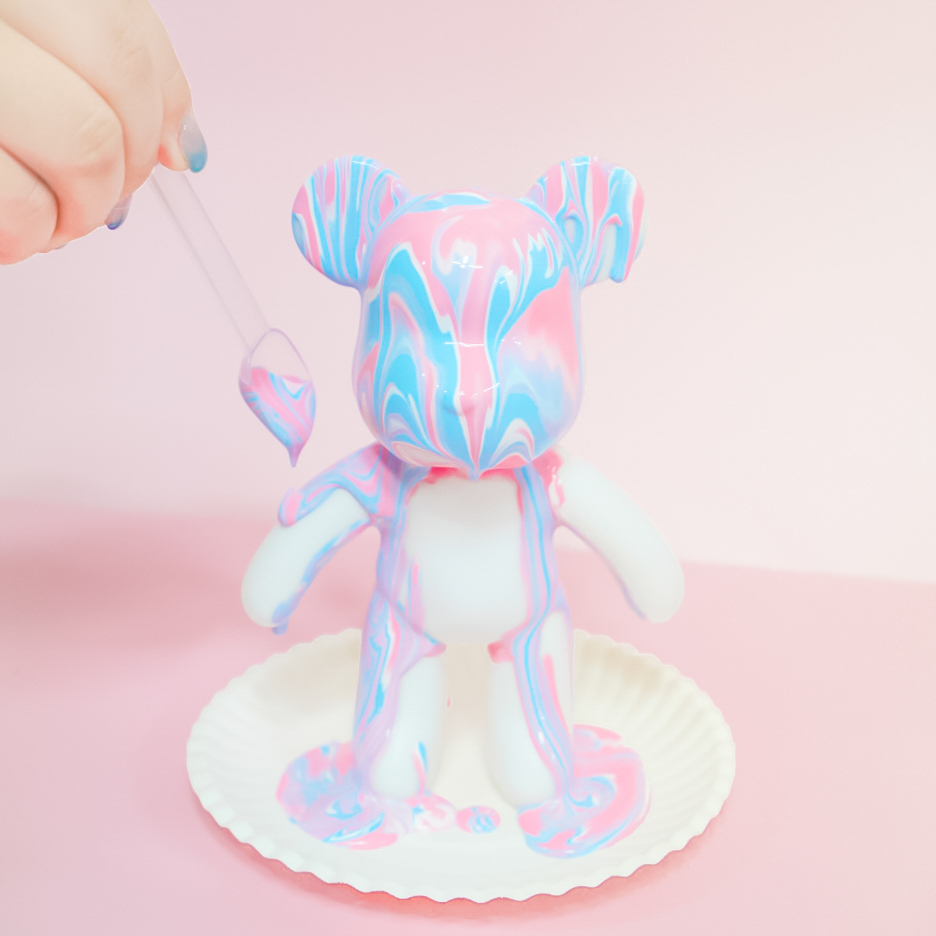 푸어링아트 플루이드 아크릴물감 베어브릭페인팅 diy