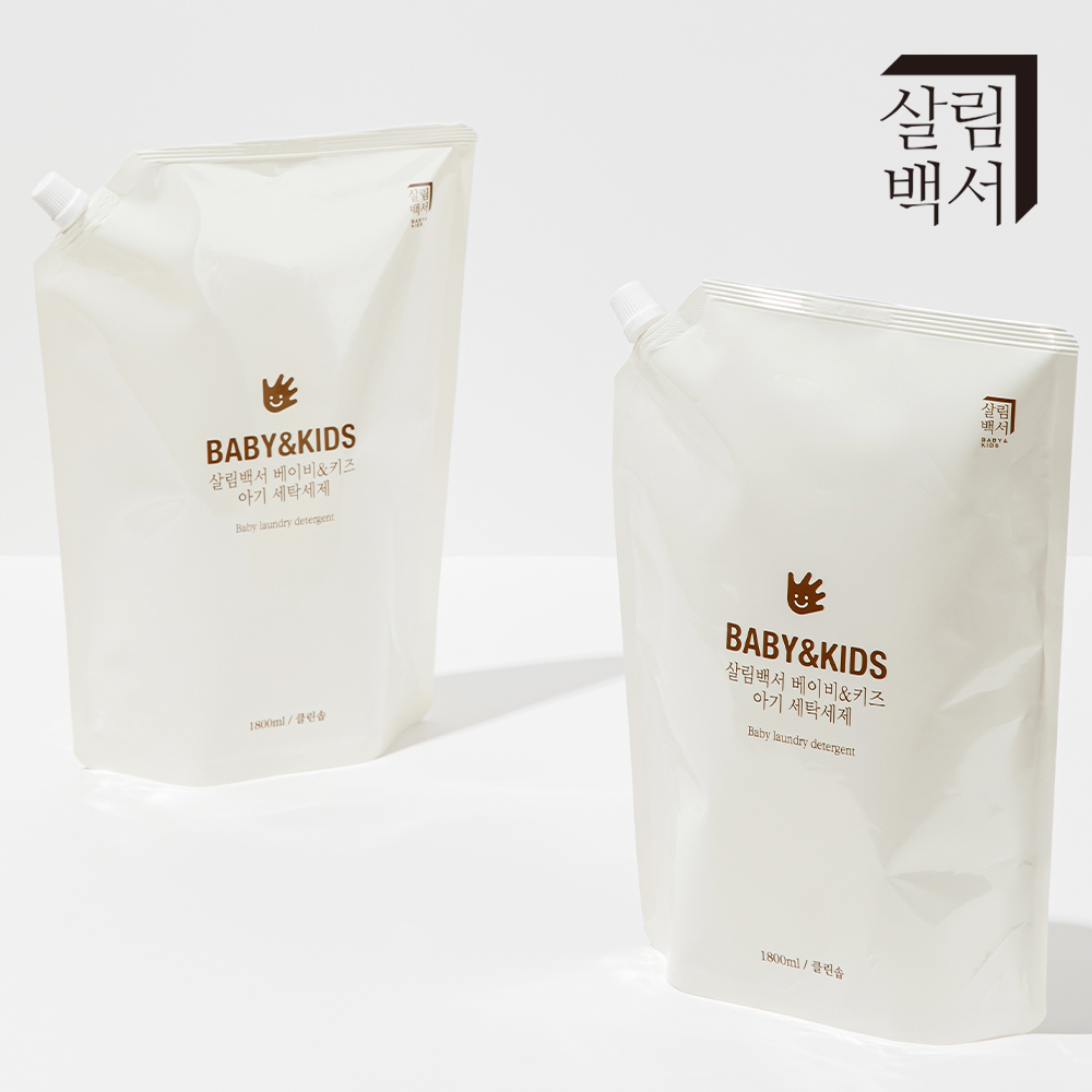 1+1 살림백서 베이비&키즈 아기세제 리필형 1800ml 총 2개입 유아세탁세제