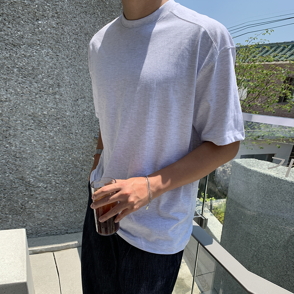 USA코튼 남자오버핏반팔티 어깨넓어보이는 안비치는흰티 LAINE 이미지 3