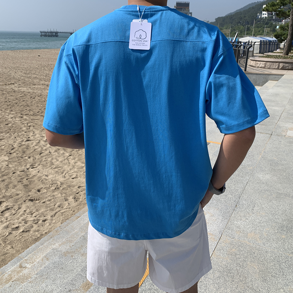 USA코튼 남자오버핏반팔티 어깨넓어보이는 안비치는흰티 LAINE