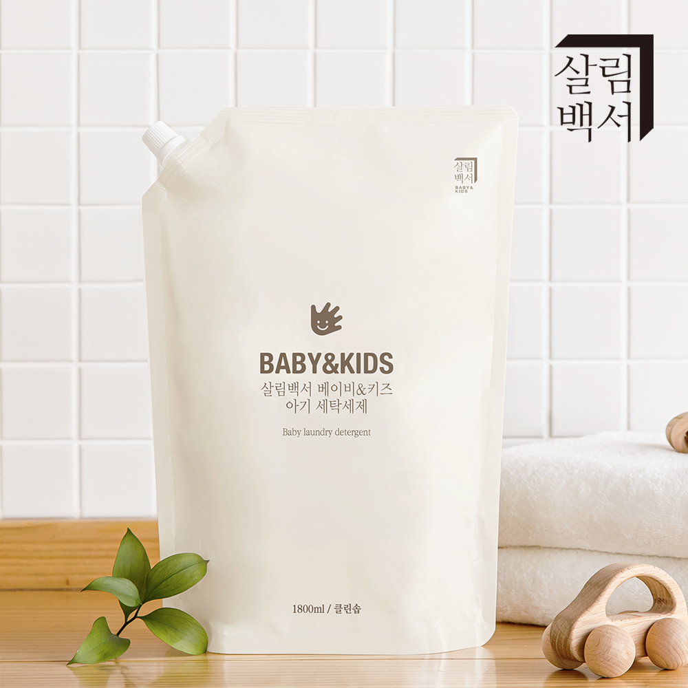 1+1 살림백서 베이비&키즈 아기세제 리필형 1800ml 총 2개입 유아세탁세제