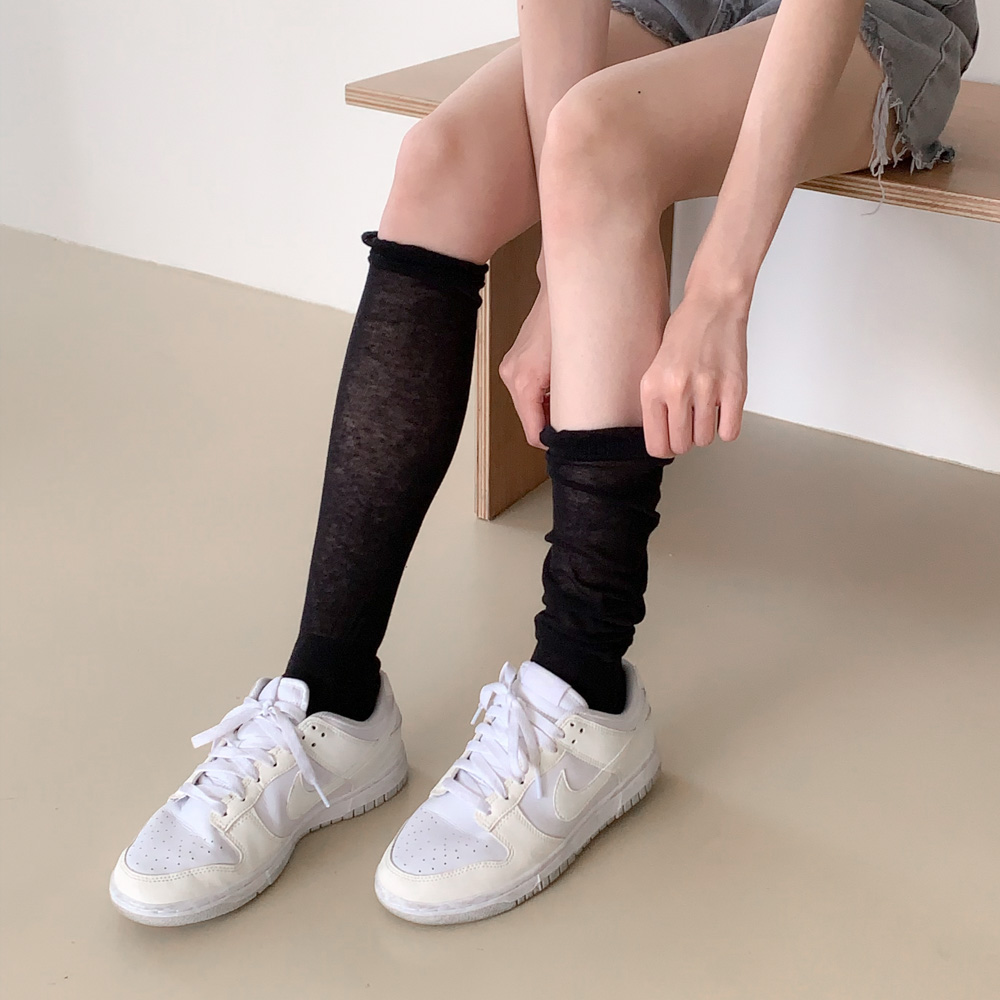[봄코디] 퍼프 시스루 주름 셔링 워머 니삭스 양말 5color 상세 이미지 29