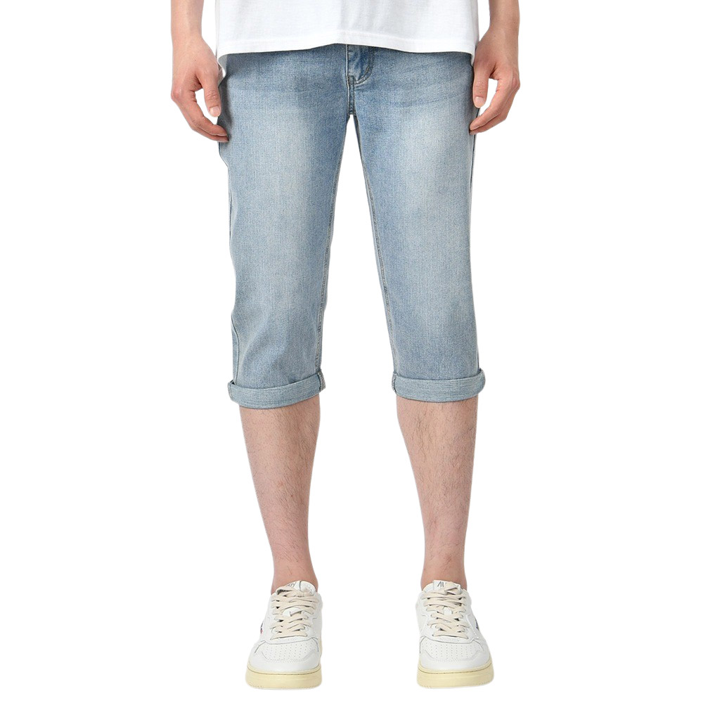 남자 여름 7부바지 청바지 허리스판 진청 워싱 데님 835