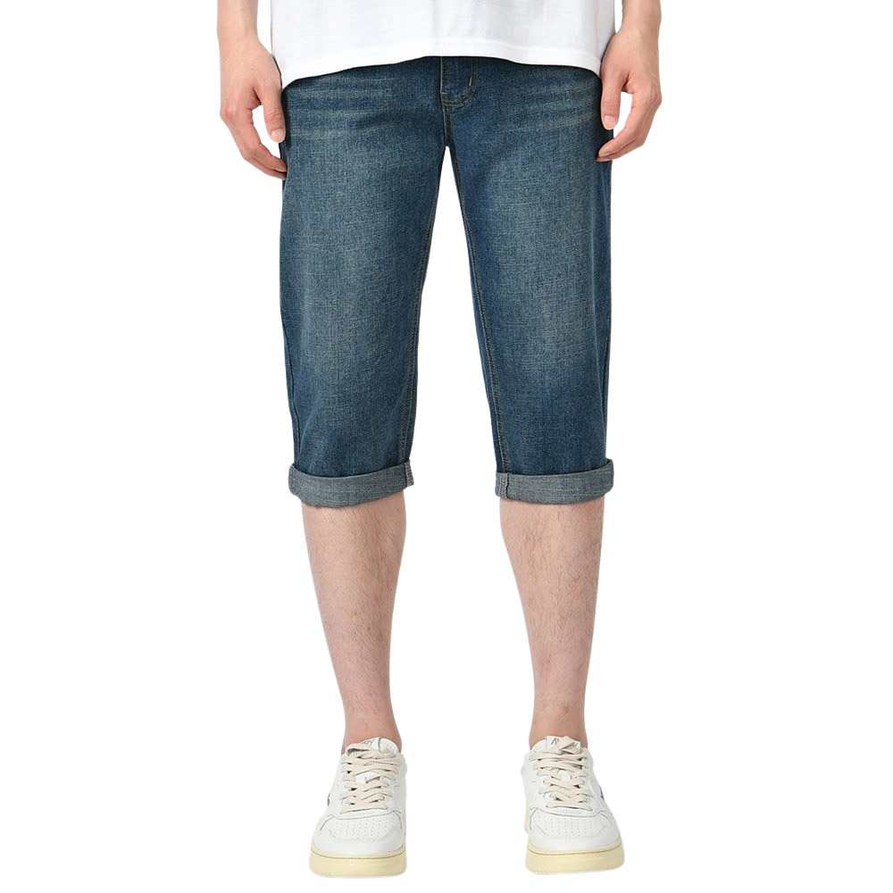 남자 여름 7부바지 청바지 허리스판 진청 워싱 데님 837