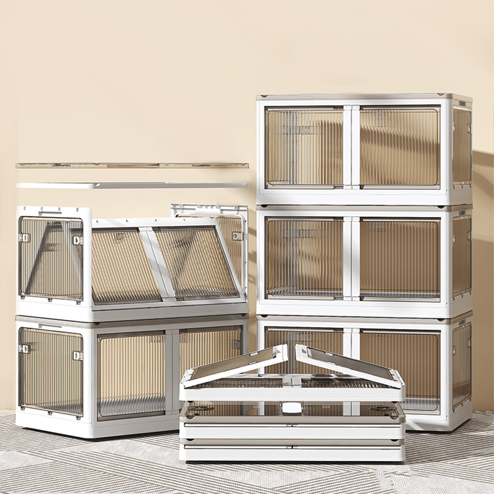 폴딩 리빙박스 플라스틱 접이식 투명 대형 옷정리함