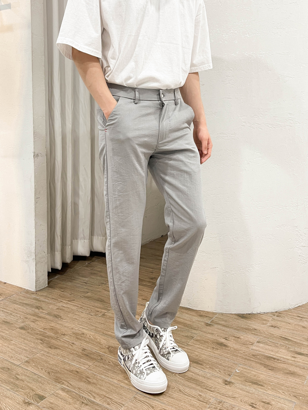 시어서커바지 남자여름슬랙스 슬림핏 여름 면바지 치노팬츠 - 상세 이미지 3