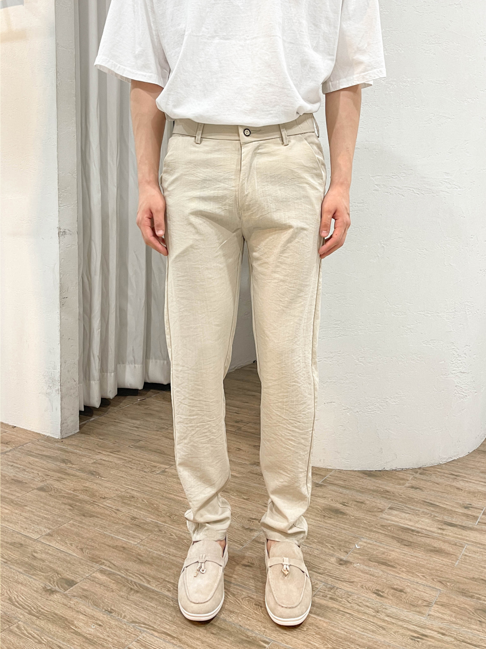 시어서커바지 남자여름슬랙스 슬림핏 여름 면바지 치노팬츠 - 상세 이미지 5