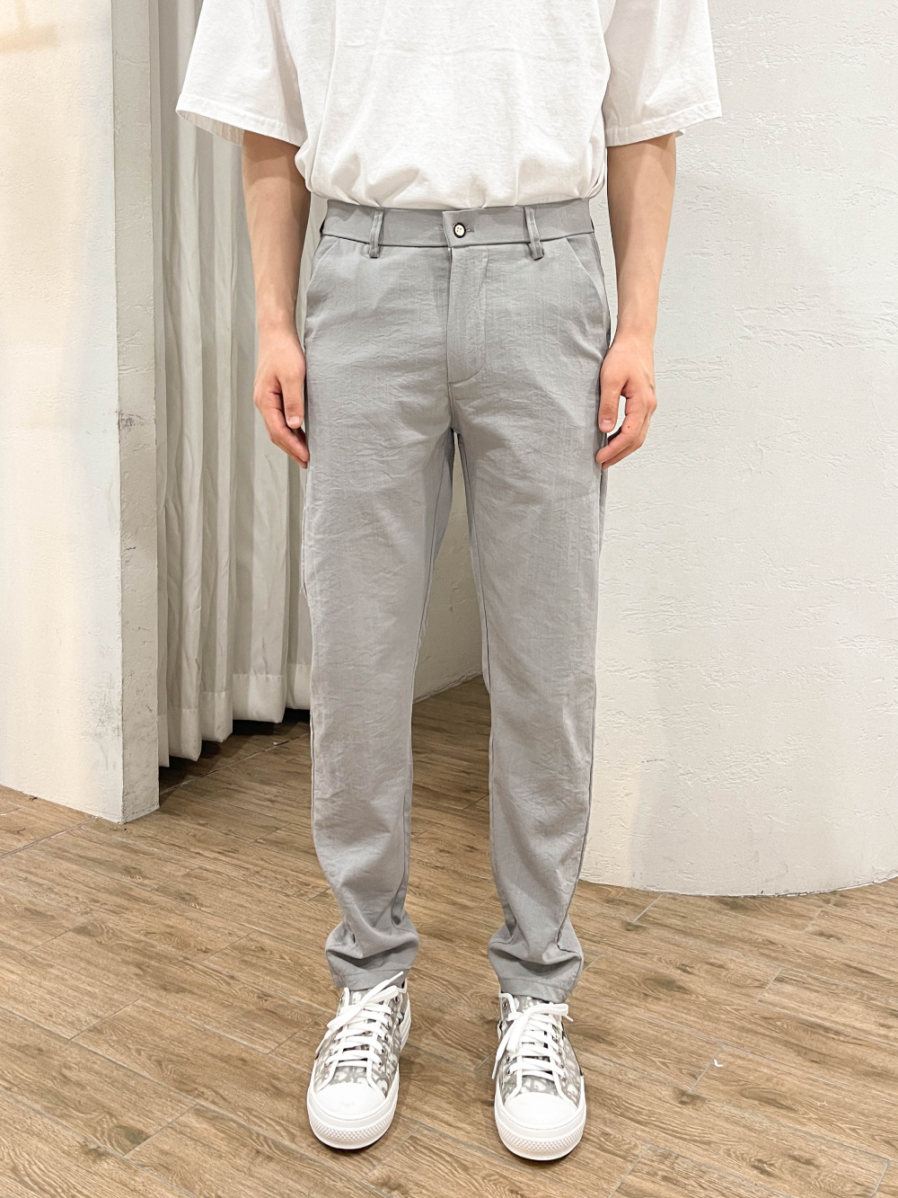 시어서커바지 남자여름슬랙스 슬림핏 여름 면바지 치노팬츠 - 상세 이미지 4