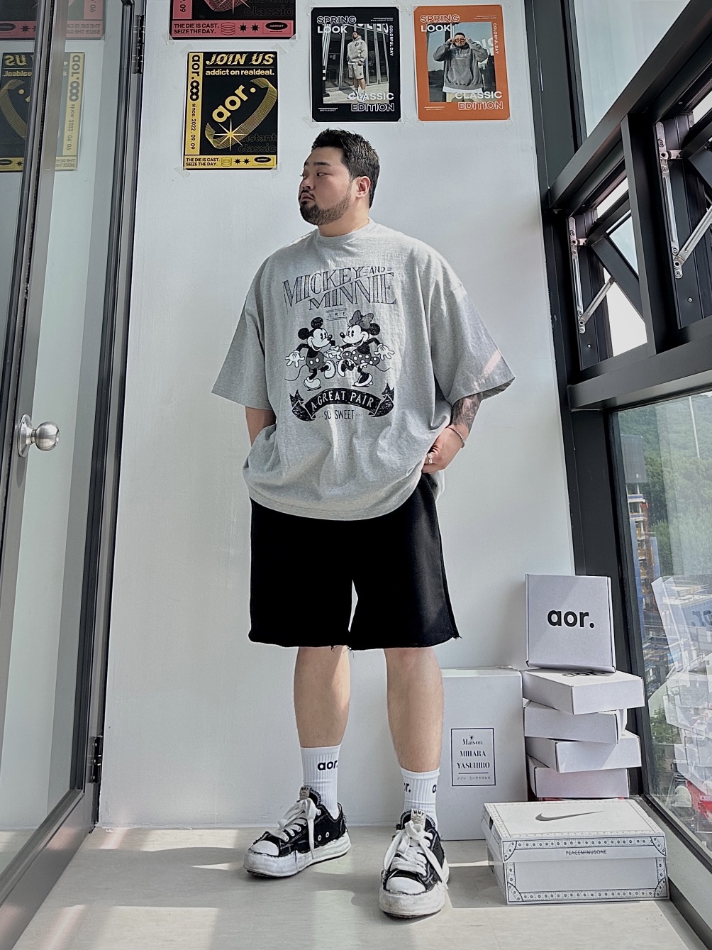 데끼 포켓 라인 하프 팬츠 2COLOR 빅사이즈 바지 오버핏 반바지 에이오알닷 - 상품 이미지