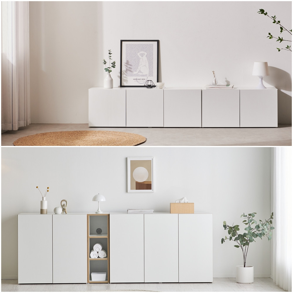 높은 거실장 티비다이 낮은 티비장 tv 장식장 선반 슬림 1단 1200 H400, 화이트