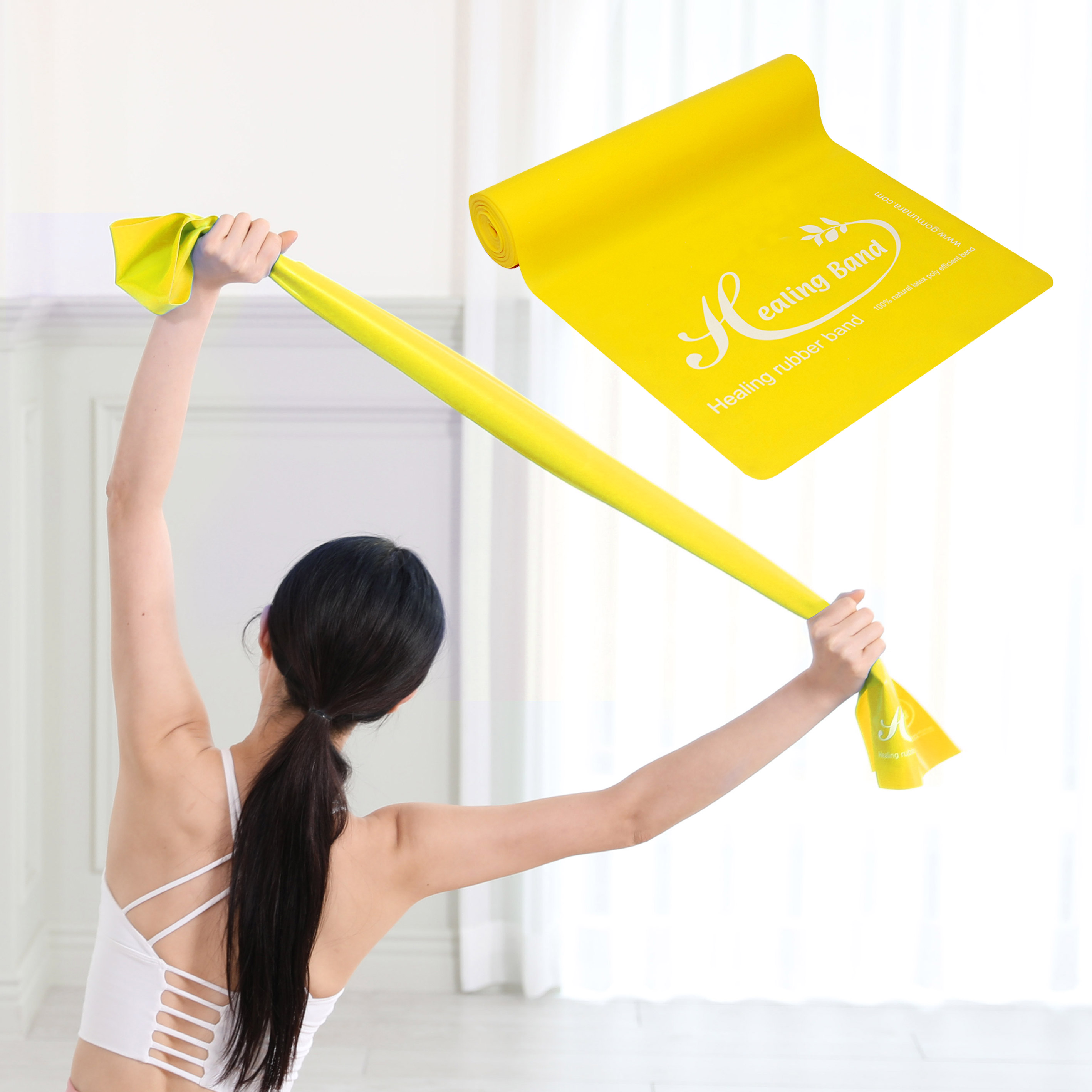 고무나라 라텍스밴드 힐링밴드 입문용 튜빙 근력 운동 탄력 스트레칭 기구 요가 고무밴드 홈트 옐로우