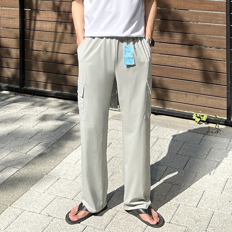 남자 나바 여름 아이스 냉장고 나일론 스판 와이드 카고팬츠 이미지 2