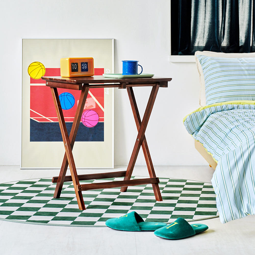 에이든 티크 접이식 테이블 - 브라운