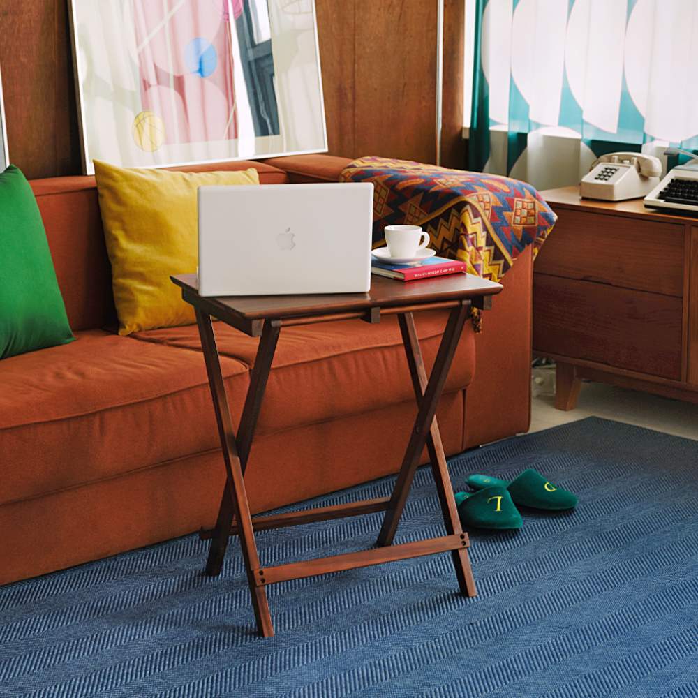 에이든 티크 접이식 테이블 - 브라운