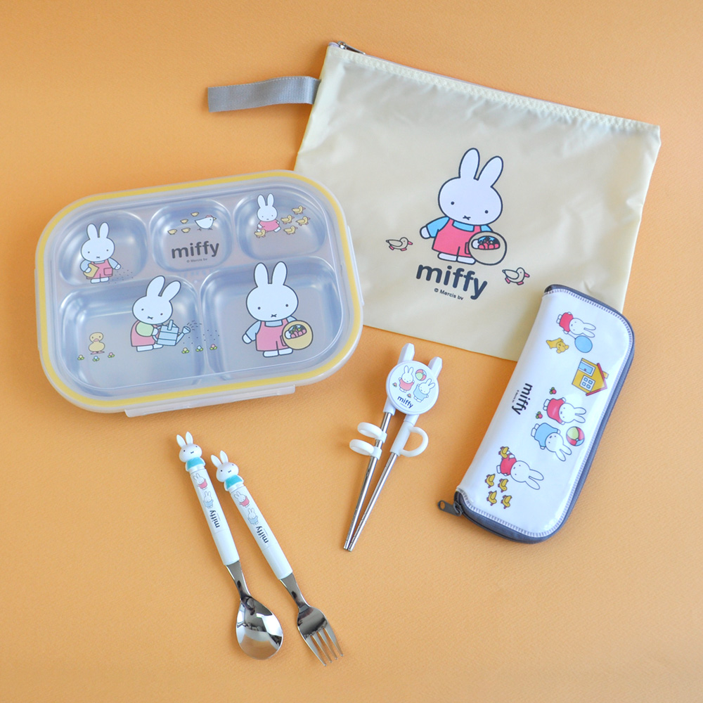 미피 1단계 교정용 젓가락 스푼 포크 케이스 세트+식판가방도시락 캐릭터 식기 어린이 선물