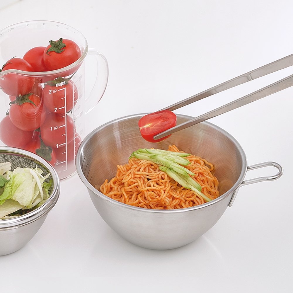 스텐 뉴 미니 숏핸들 믹싱볼 채반 세트 13cm / 500ml 과일 야채 바구니 채망 계량컵 - 상세 이미지 5