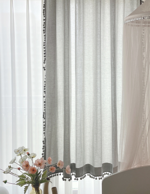 멜란 무지 폼폼 그레이 아이방 빈티지 아기방 맞춤제작 여아 남아