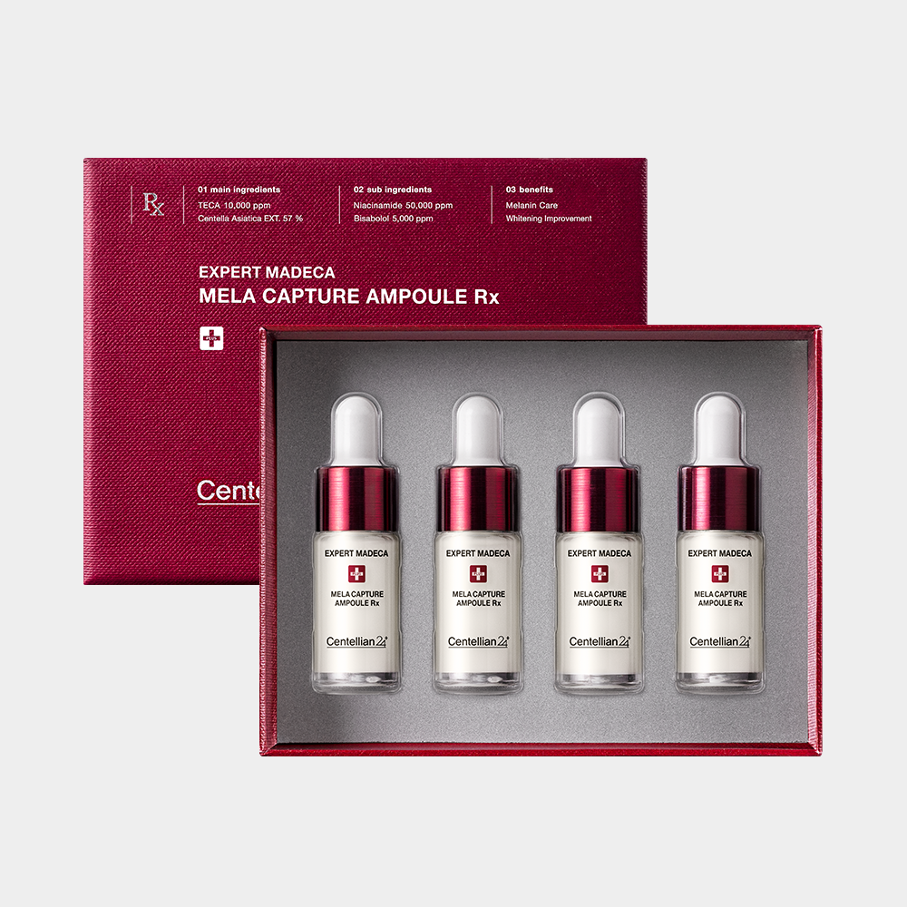 동국제약 센텔리안24 엑스퍼트 마데카 멜라캡처 앰플Rx 7ml (4개입) / 기미 잡티 멜라닌 주름 개선에 도움 마데카멜라캡쳐앰플 - 상품 이미지