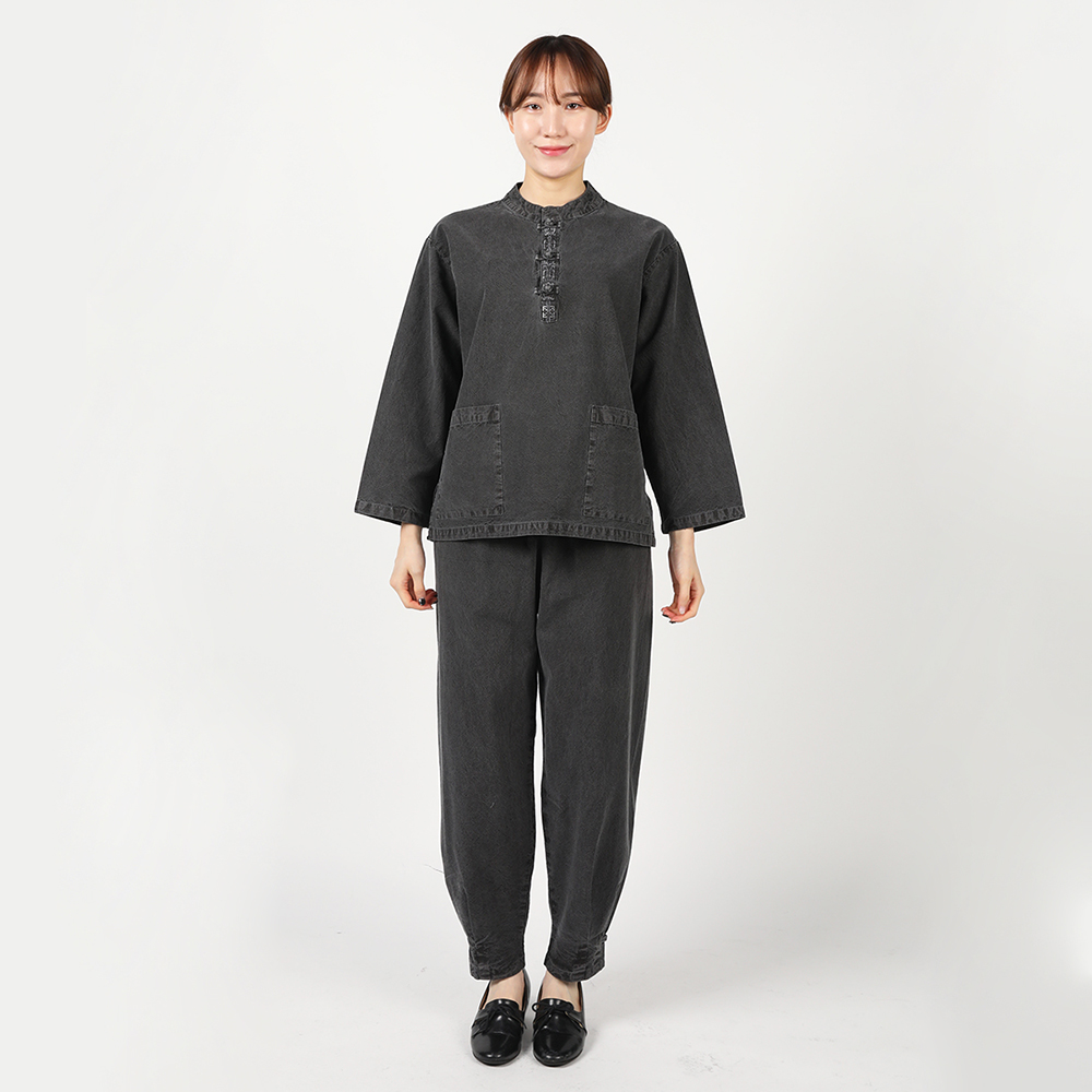 여자 봄가을 생활한복 20수 자수 티 바지 개량 계량 한복 절복 법복 - 상세 이미지 4