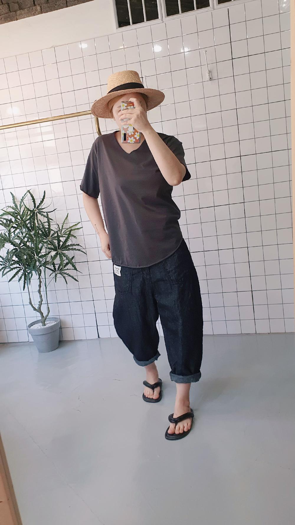 질좋은 빈티지 브이넥 기본 티셔츠 - 상세 이미지 5