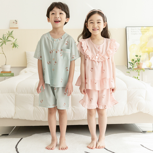 유아 아동 여름 반팔 잠옷 예쁜 주니어 파자마 파자마곰(레이온) - 상세 이미지 4